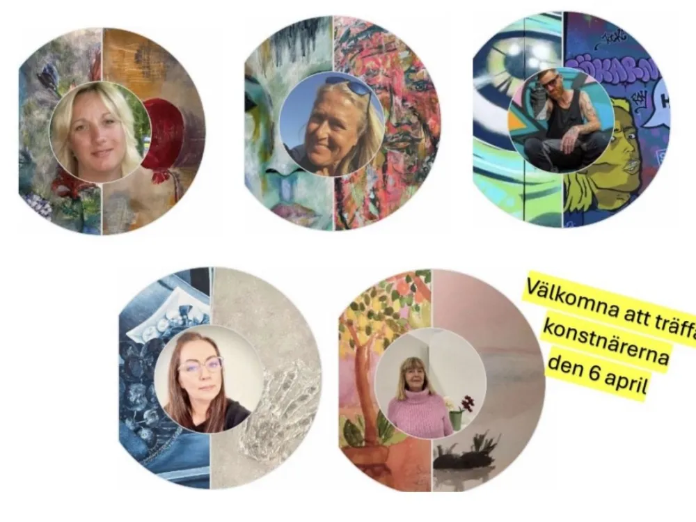Konstnärer på cirkelformade bilder