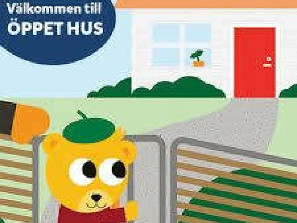 Teckning med öppet hus-text