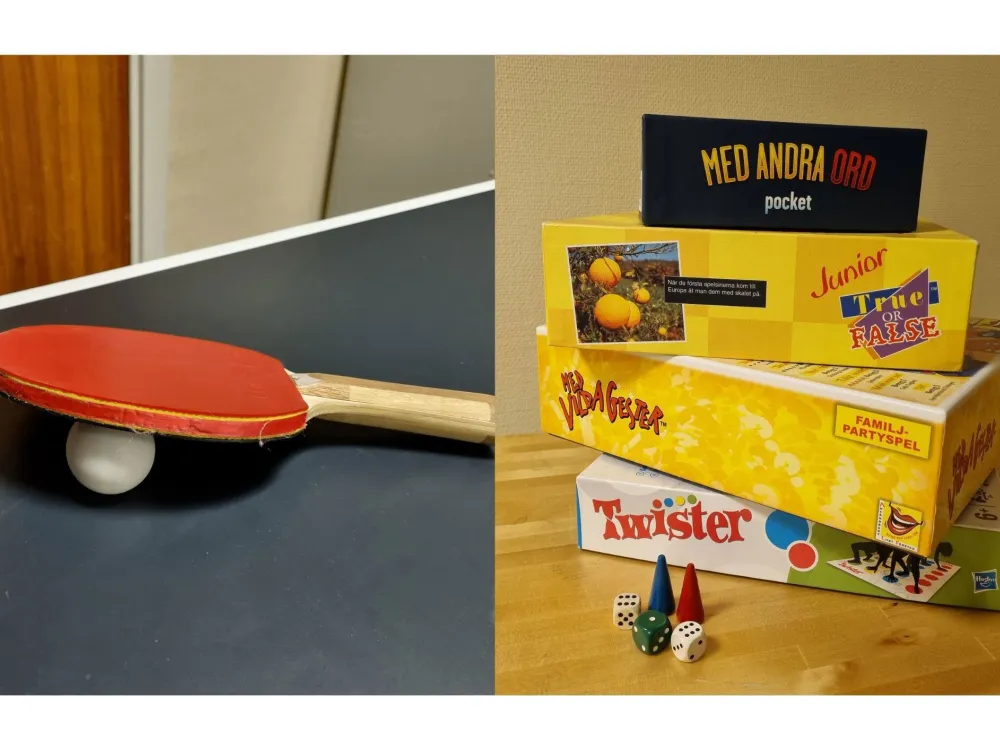 bordtennisracket och brädspel