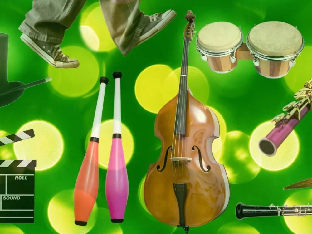 Collage av instrument med mera
