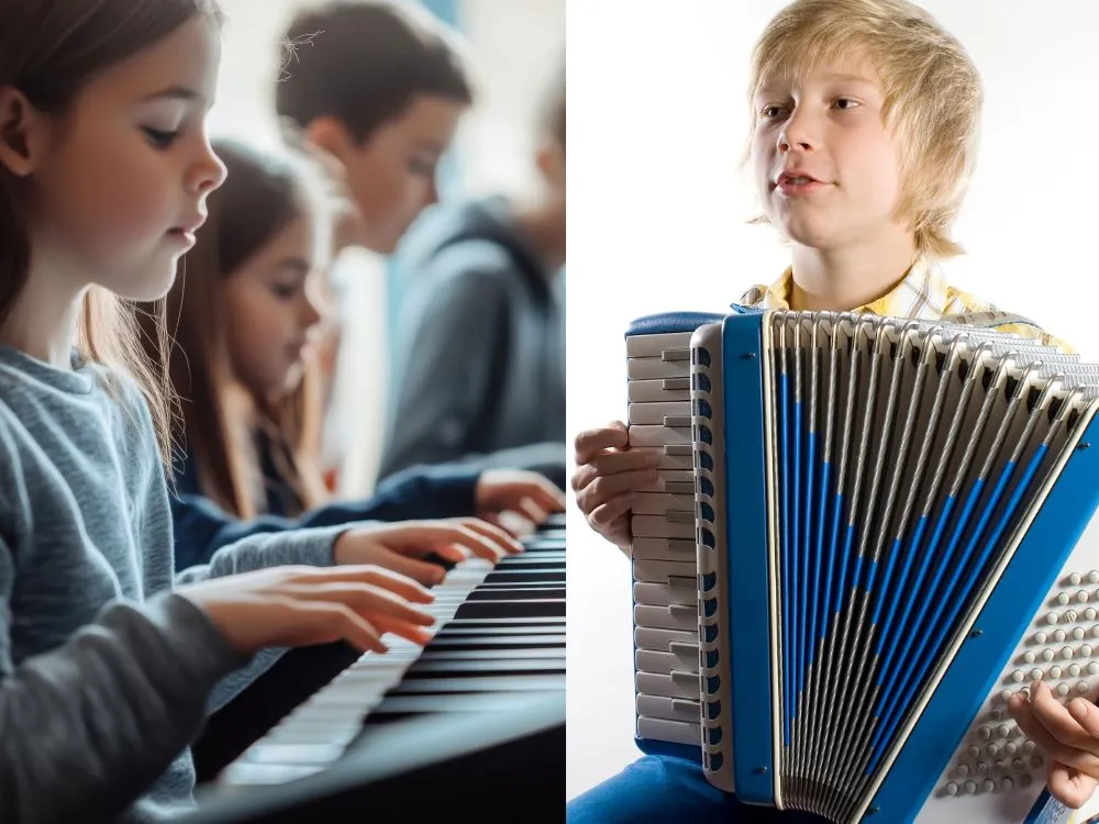 Barn spelar piano och även dragspel