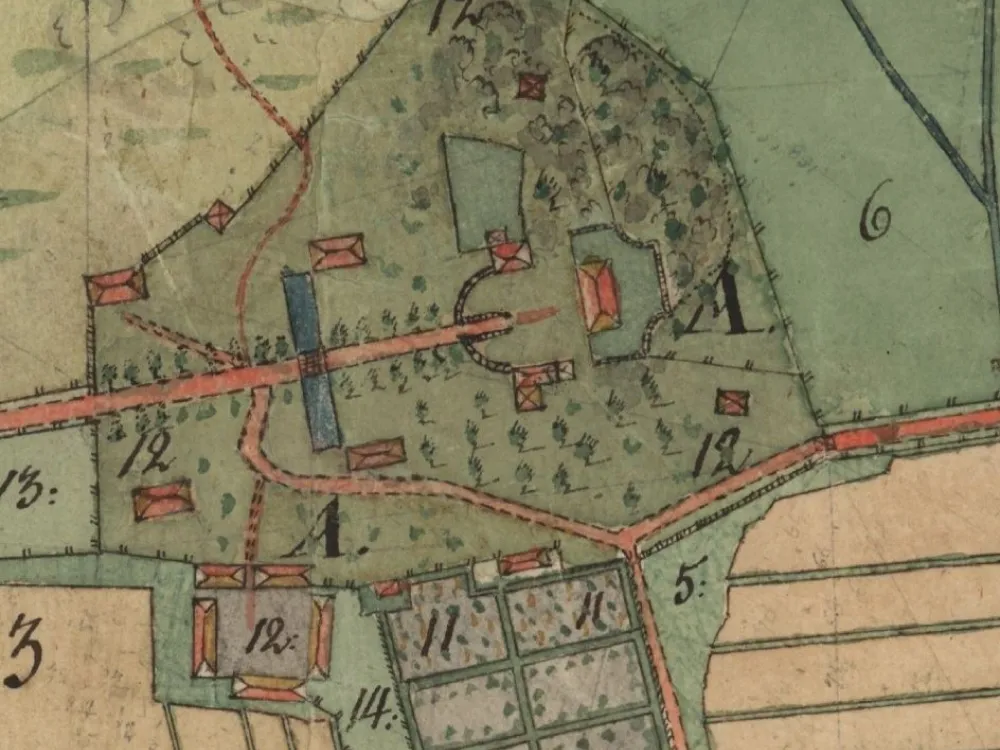 Detalj av karta över Jakobsbergs gård 1775